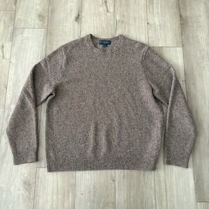 Brooks Brothers Men's Large Tan Italian Yarn Wool Crewneck Pullover Sweater